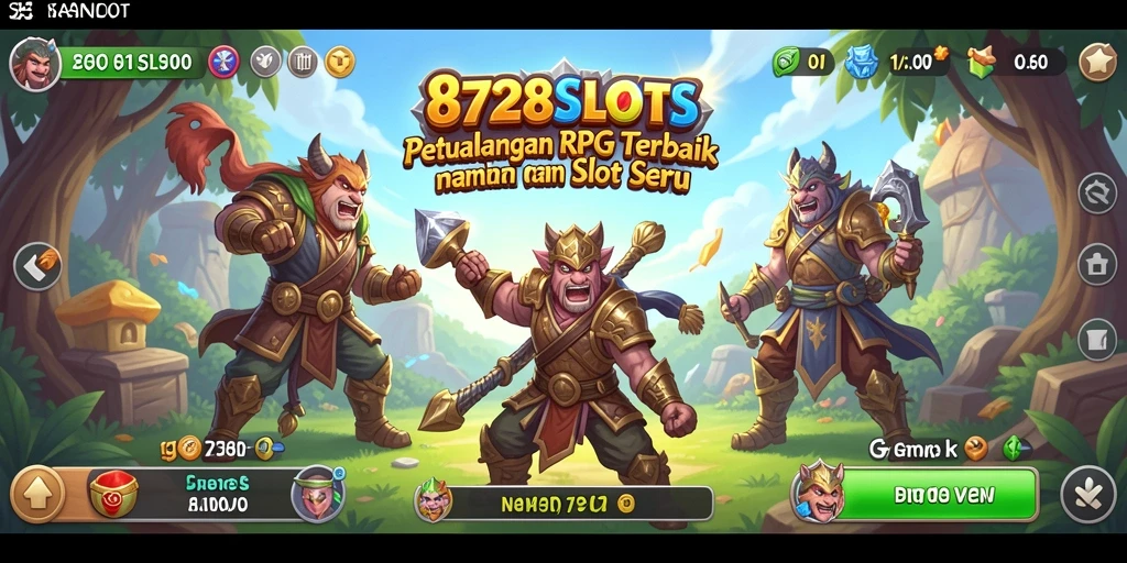 Tangkapan layar gameplay <strong>8728SLOTS</strong> yang menunjukkan pertempuran dan slot yang menarik.