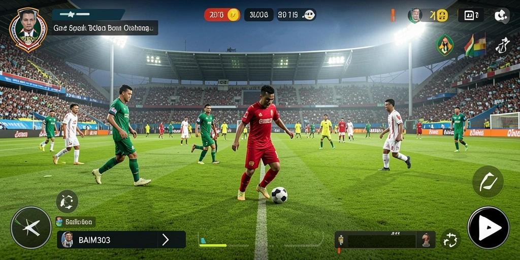 Tampilan gameplay mendebarkan dari pertandingan sepak bola di BAIM303.