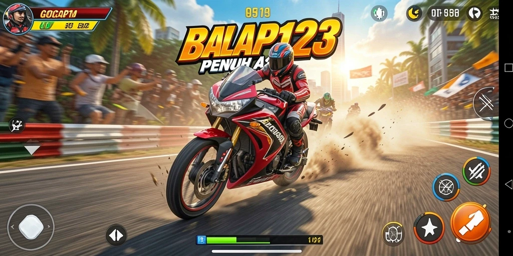 Gameplay mendebarkan dari GOCAP123 di lintasan balap.