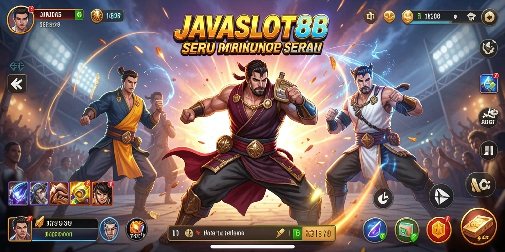 Menampilkan karakter bertarung dalam aksi dinamis yang mendebarkan.