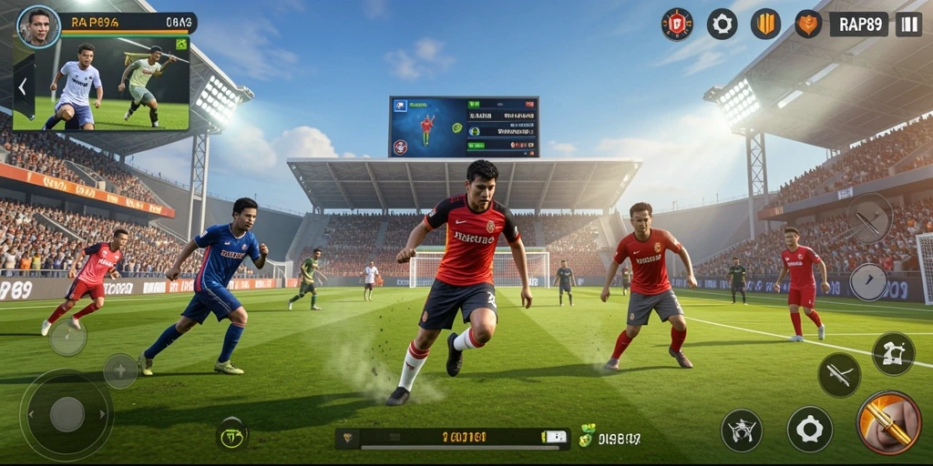 Gameplay RAP89 yang mendebarkan di dalam arena olahraga.