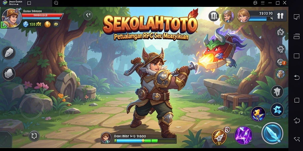 Tampilan seru gameplay RPG di SEKOLAHTOTO dengan pertempuran epik.